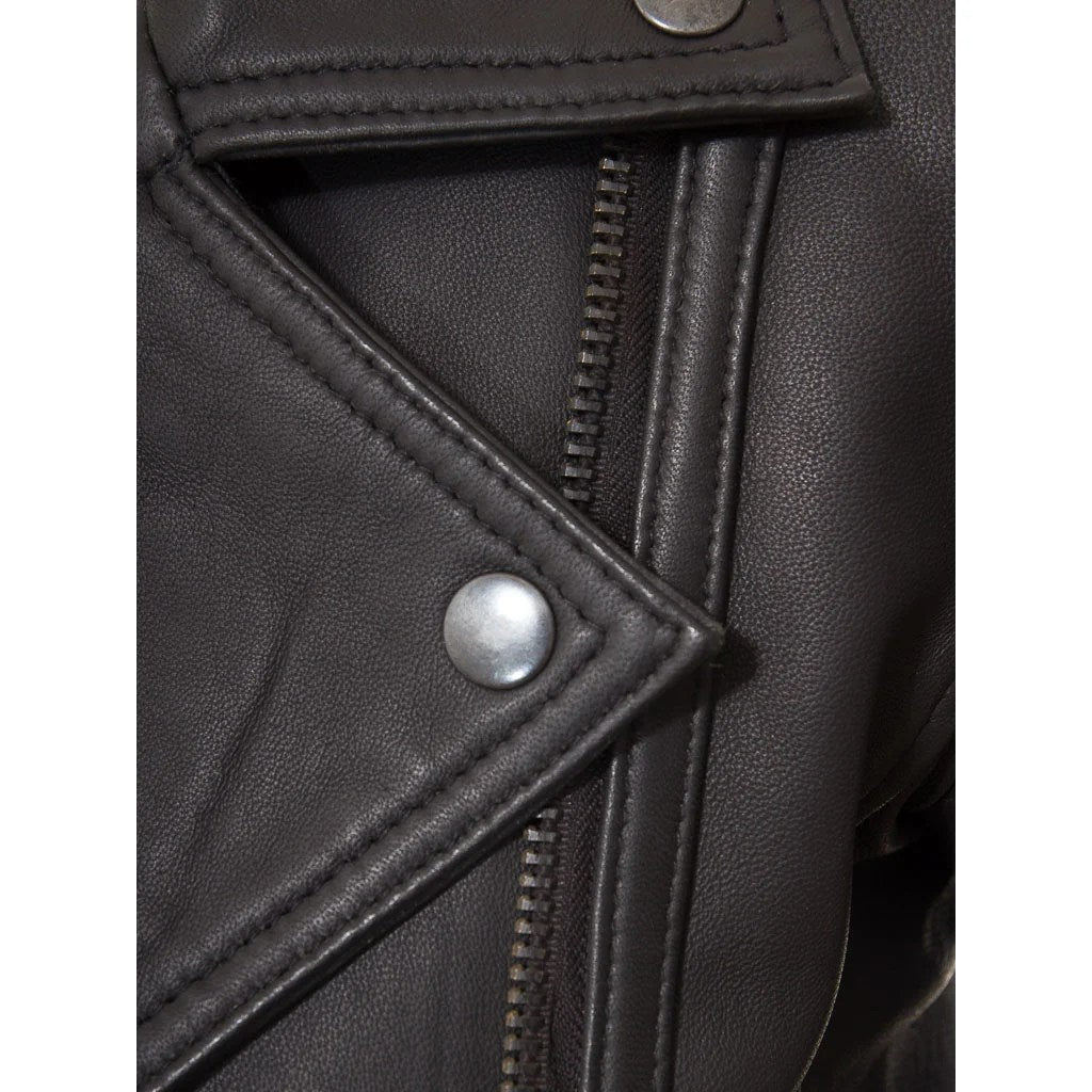 WOMENS BLACK LEATHER BIKER JACKET LANTANA