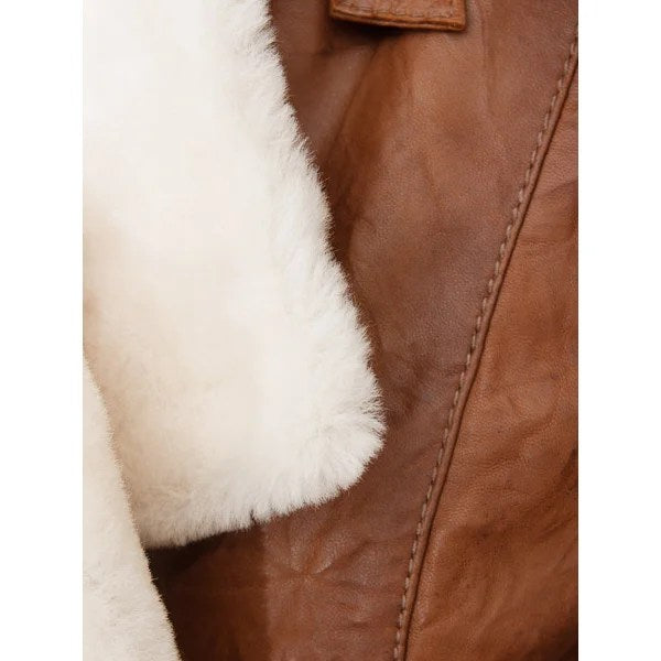 WOMEN TAN SHEEPSKIN SHEARLING JACKET ROSENBERG