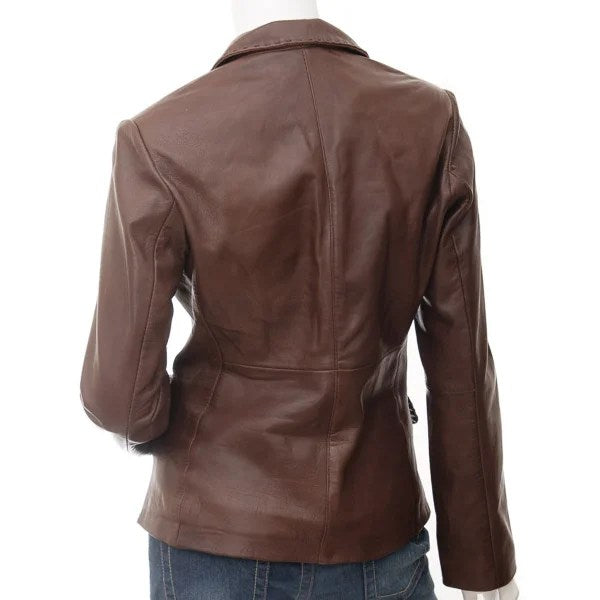 WOMEN CLASSIC BROWN LEATHER BLAZER CONVERSE