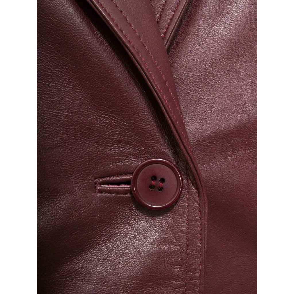 WOMEN CLASSIC BURGUNDY LEATHER BLAZER KATY