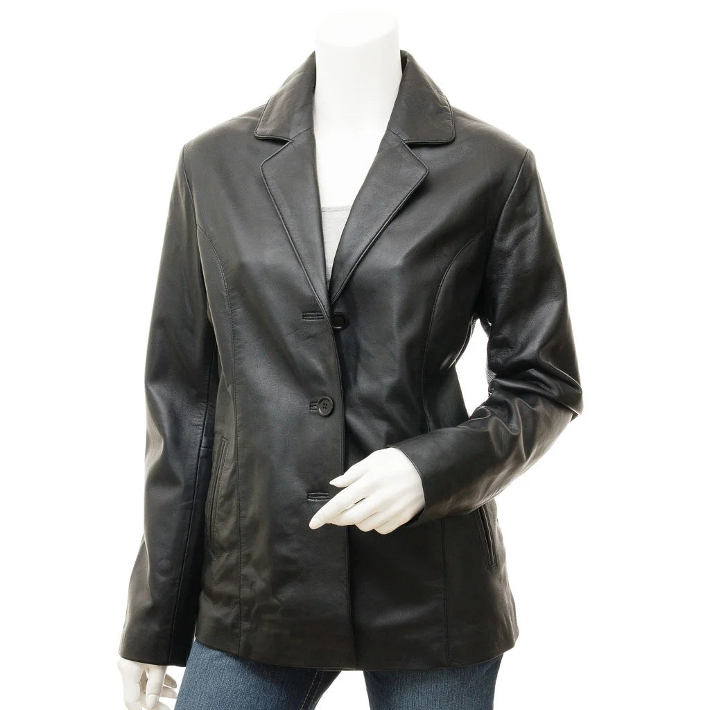 WOMEN BLACK CLASSIC LEATHER BLAZER ELGIN