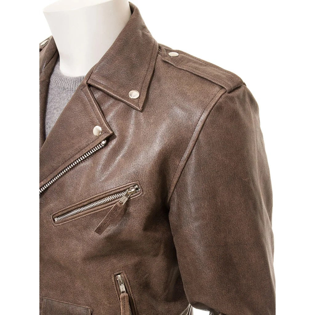 MEN ANTIQUE BROWN LEATHER JACKET BALLSTON
