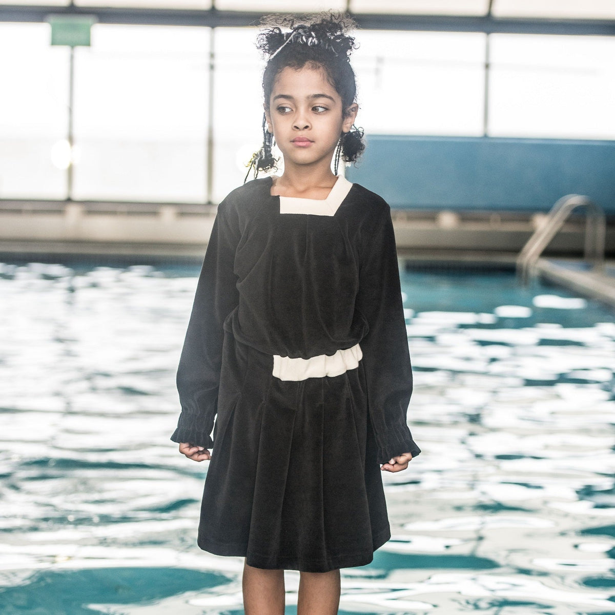 Black Velvet Dress for Girls-1