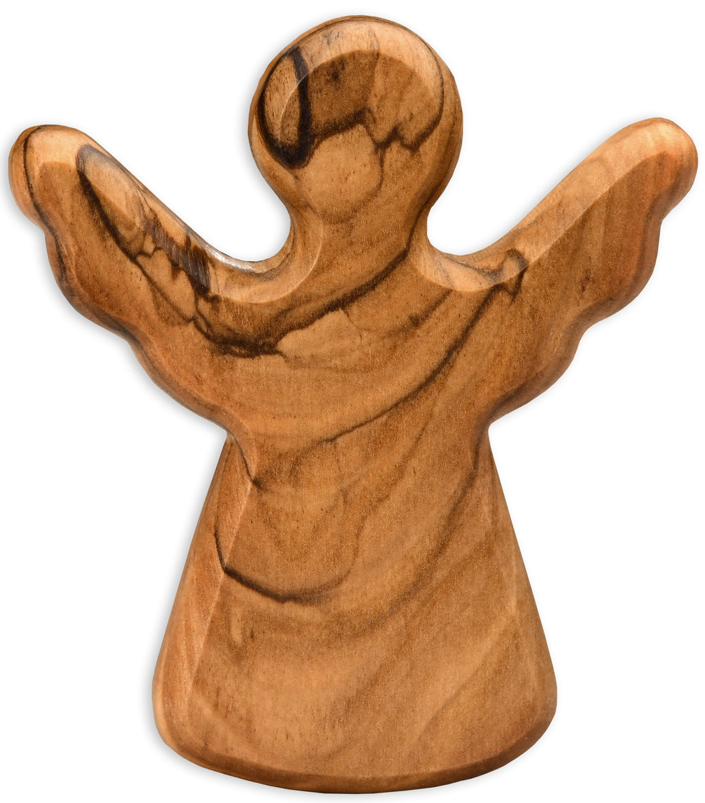 Schutzengel Handschmeichler aus Olivenholz | Kleiner Glücksbringer als Geschenk zur Taufe, Geburt & Kommunion-0