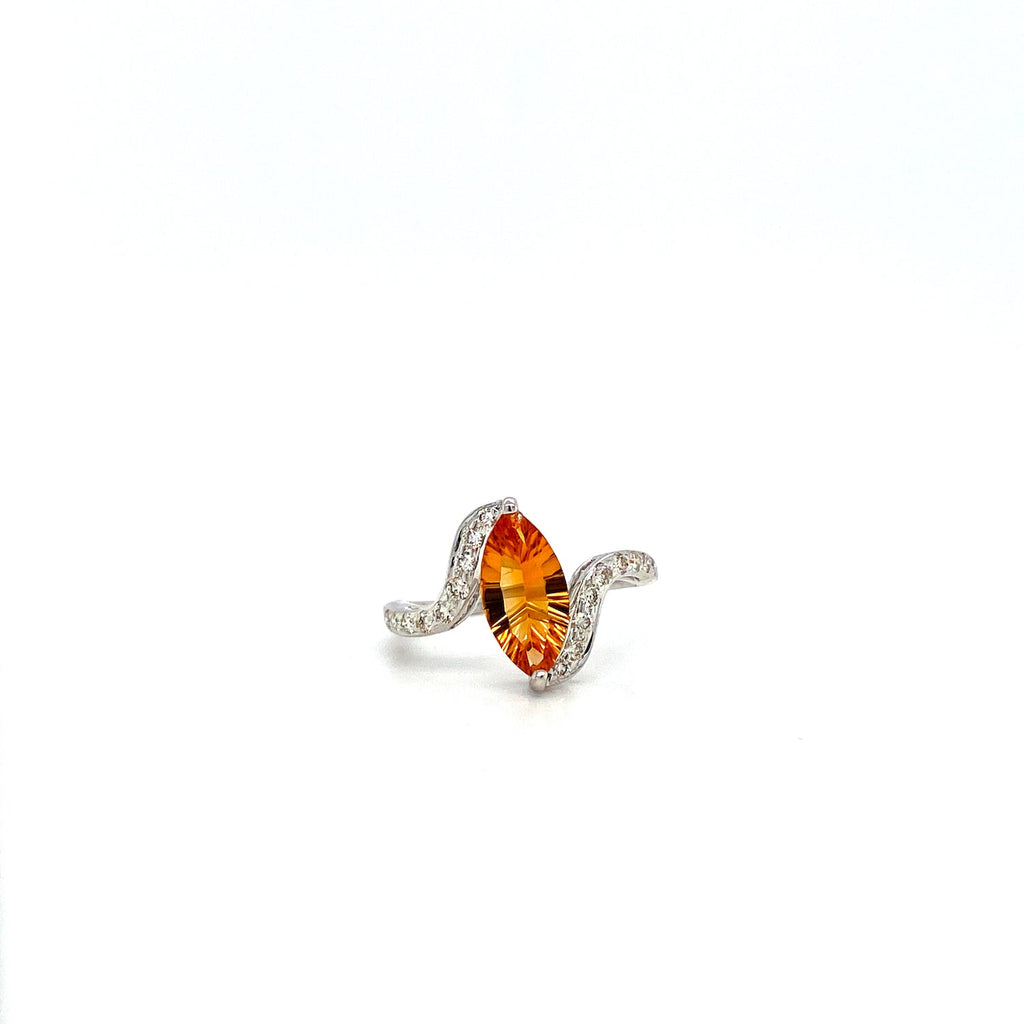 Citrine and Diamond Ring in 18K White Gold - KGR 13291-0