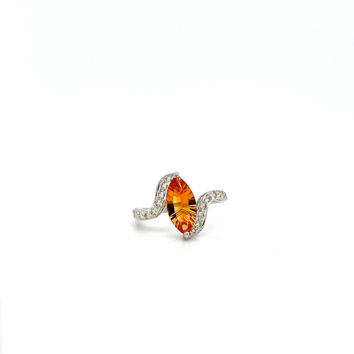 Citrine and Diamond Ring in 18K White Gold - KGR 13291-0