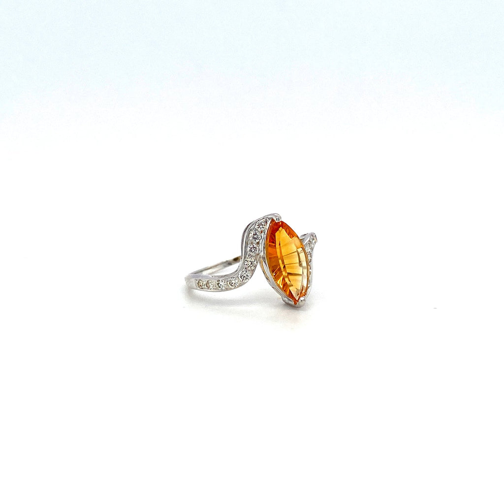 Citrine and Diamond Ring in 18K White Gold - KGR 13291-1