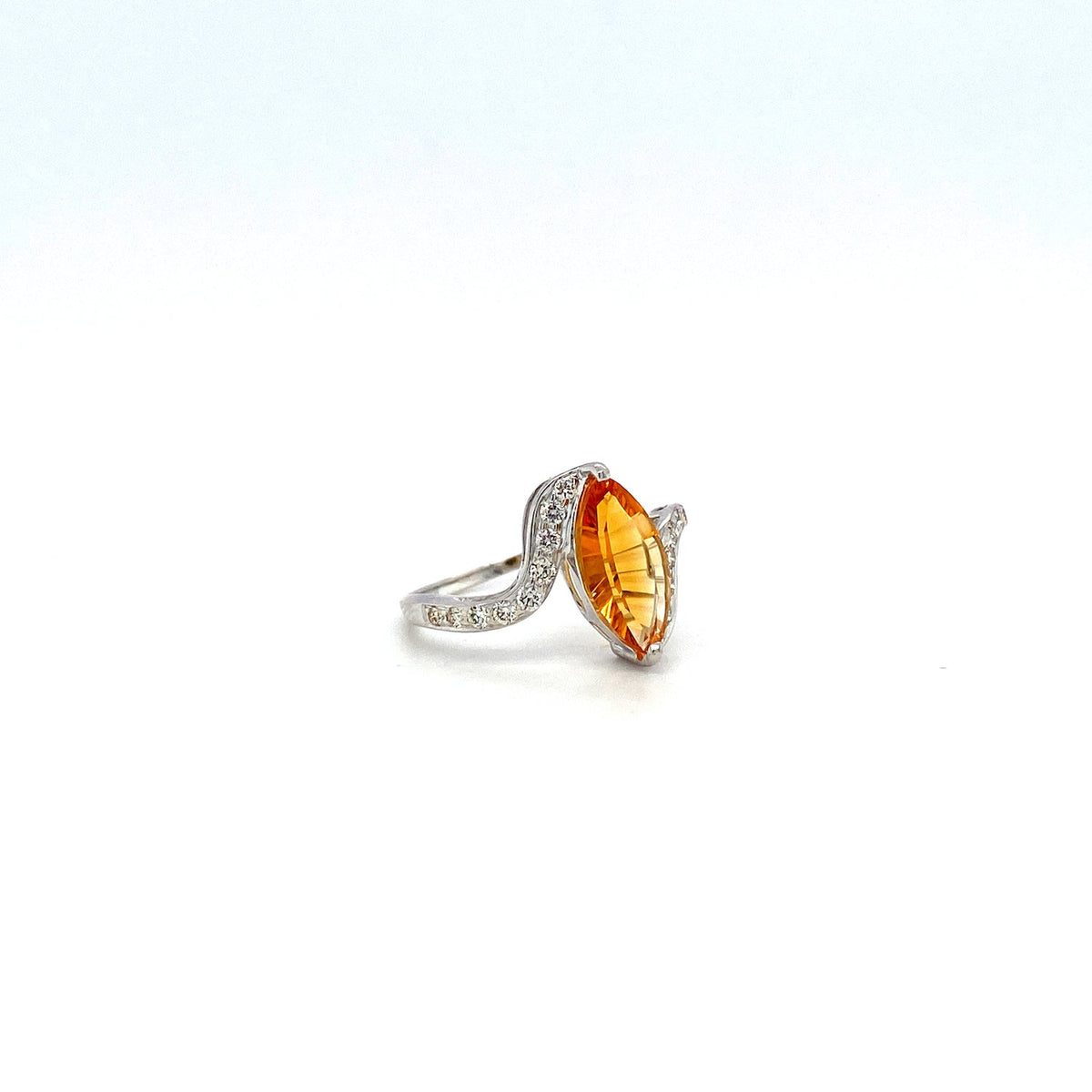 Citrine and Diamond Ring in 18K White Gold - KGR 13291-1