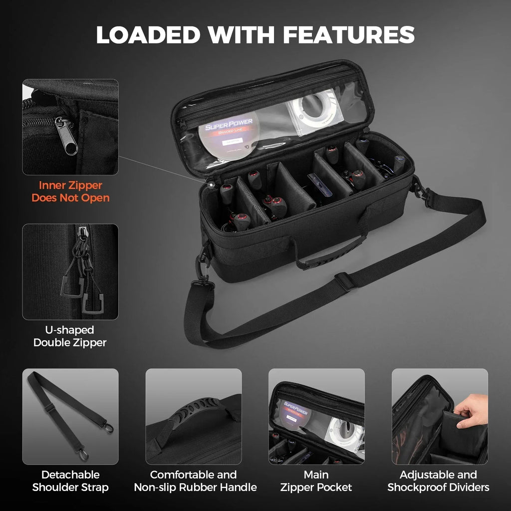 Fishing Tackle Reel Case With Shockproof Dividers-3