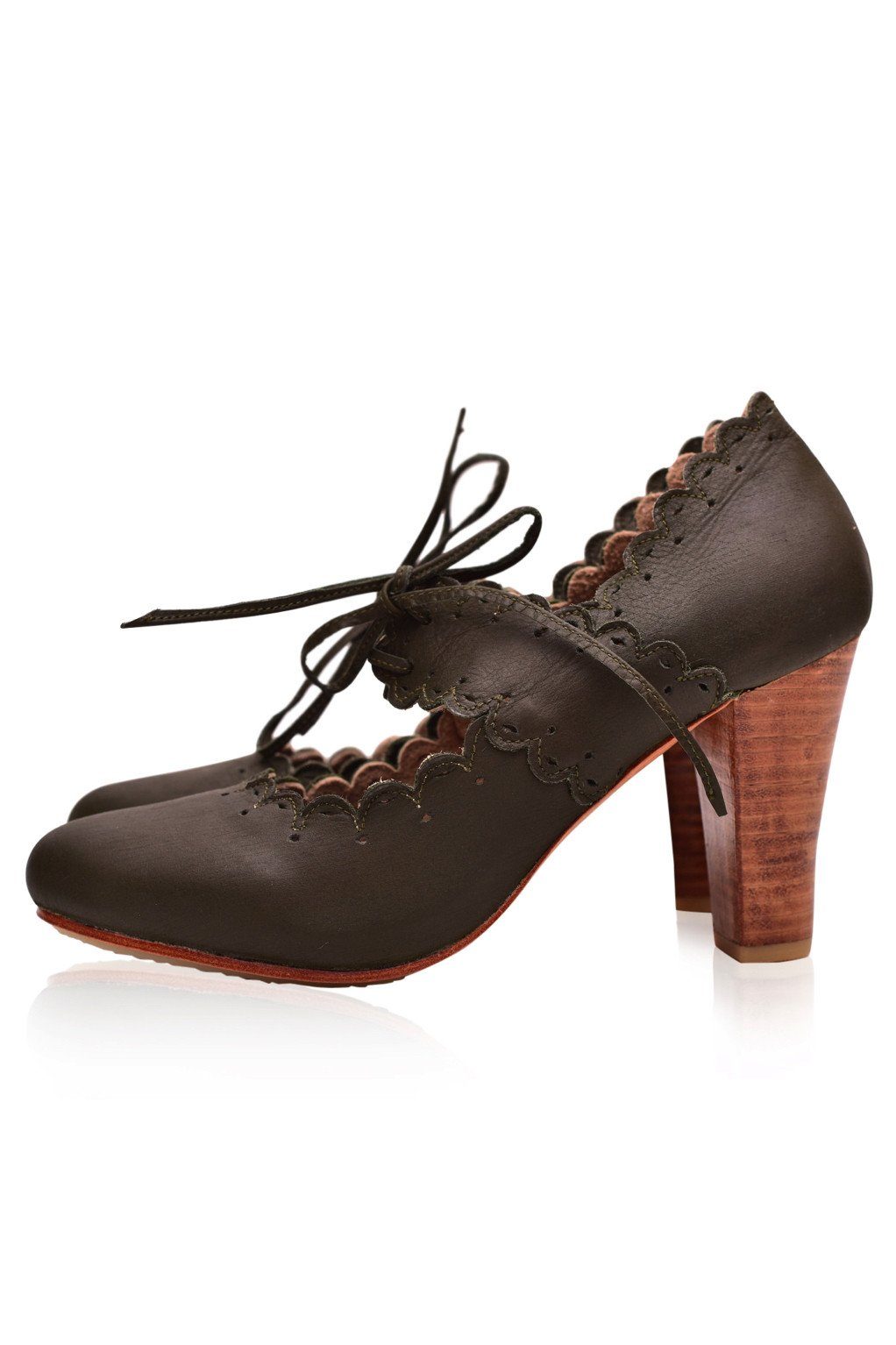 Paradise Bird Scalloped Leather Heels-5