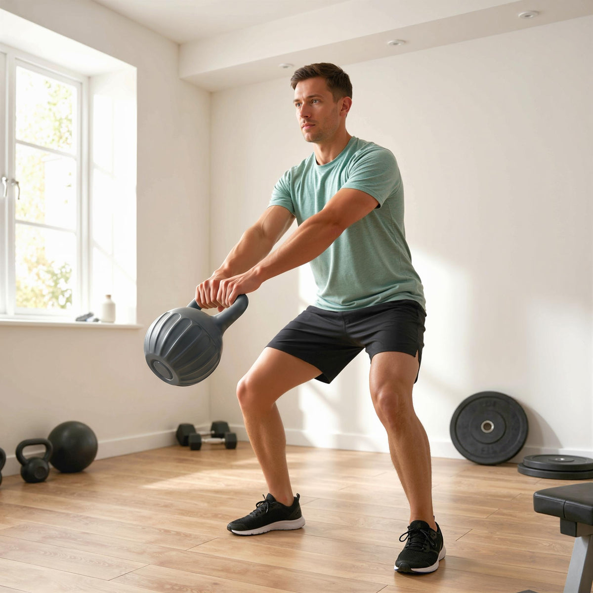 Kettlebell 10 kg, Haltère avec Poignée Antidérapante, Haltère à Boule, Musculation, Entraînement, pour Gym, Gris