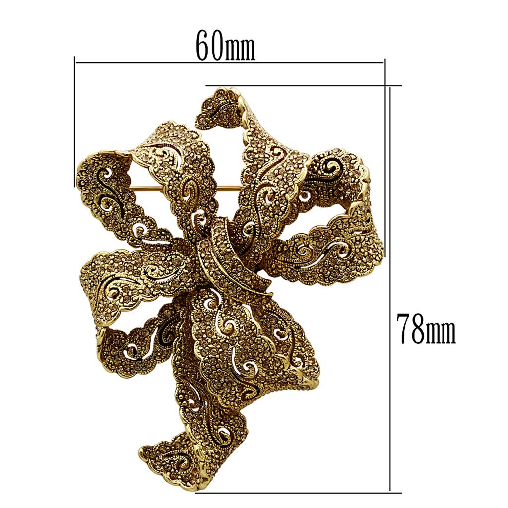 LO2403 - Gold White Metal Brooches with Top Grade Crystal  in Citrine Yellow-1