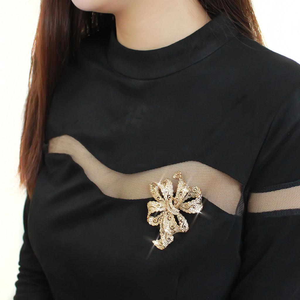 LO2403 - Gold White Metal Brooches with Top Grade Crystal  in Citrine Yellow-2