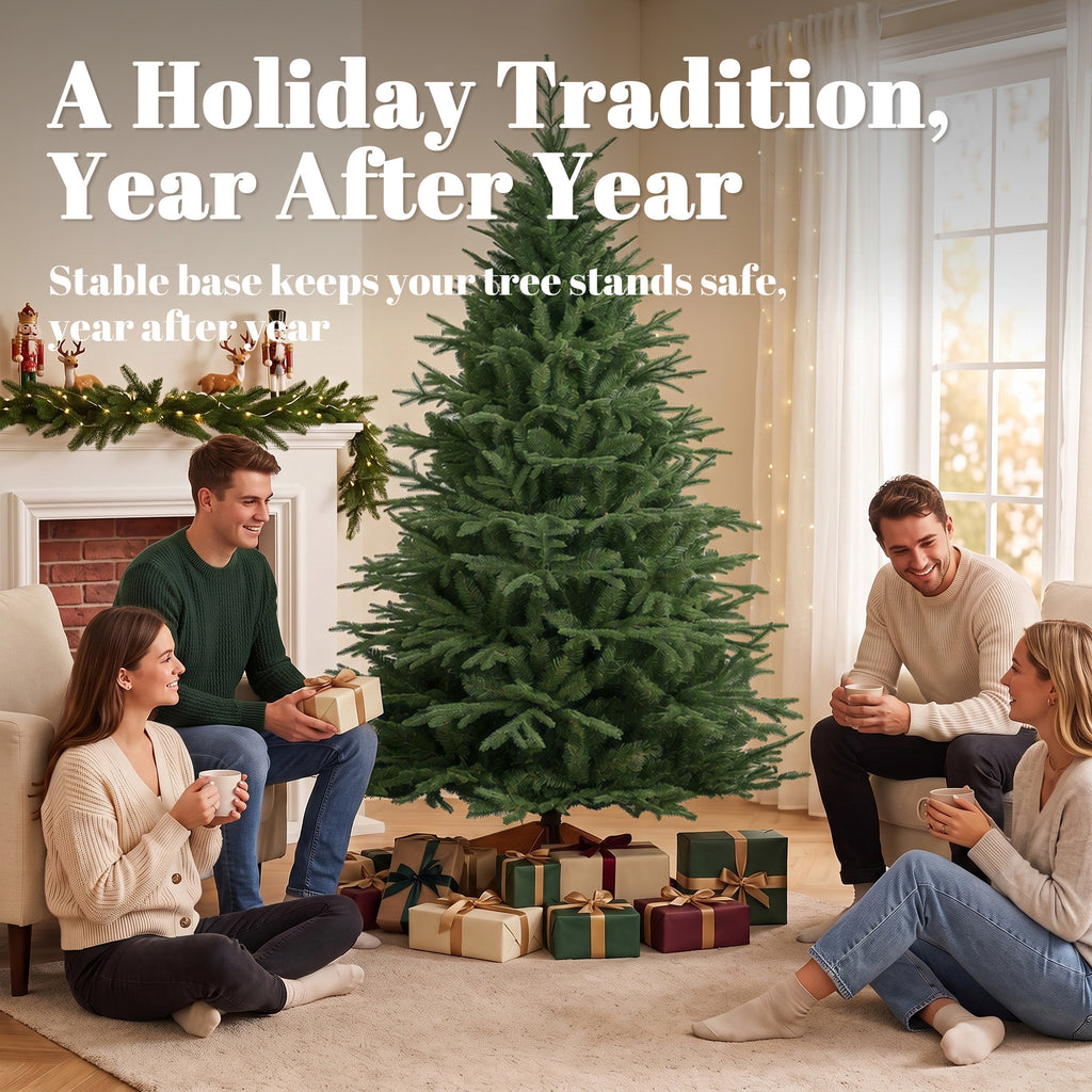 Sapin de Noël Artificiel 180 cm, Arbre de Noël, 2081 Branches Articulées en PE et PVC Ignifuge, Support en Bois Robuste