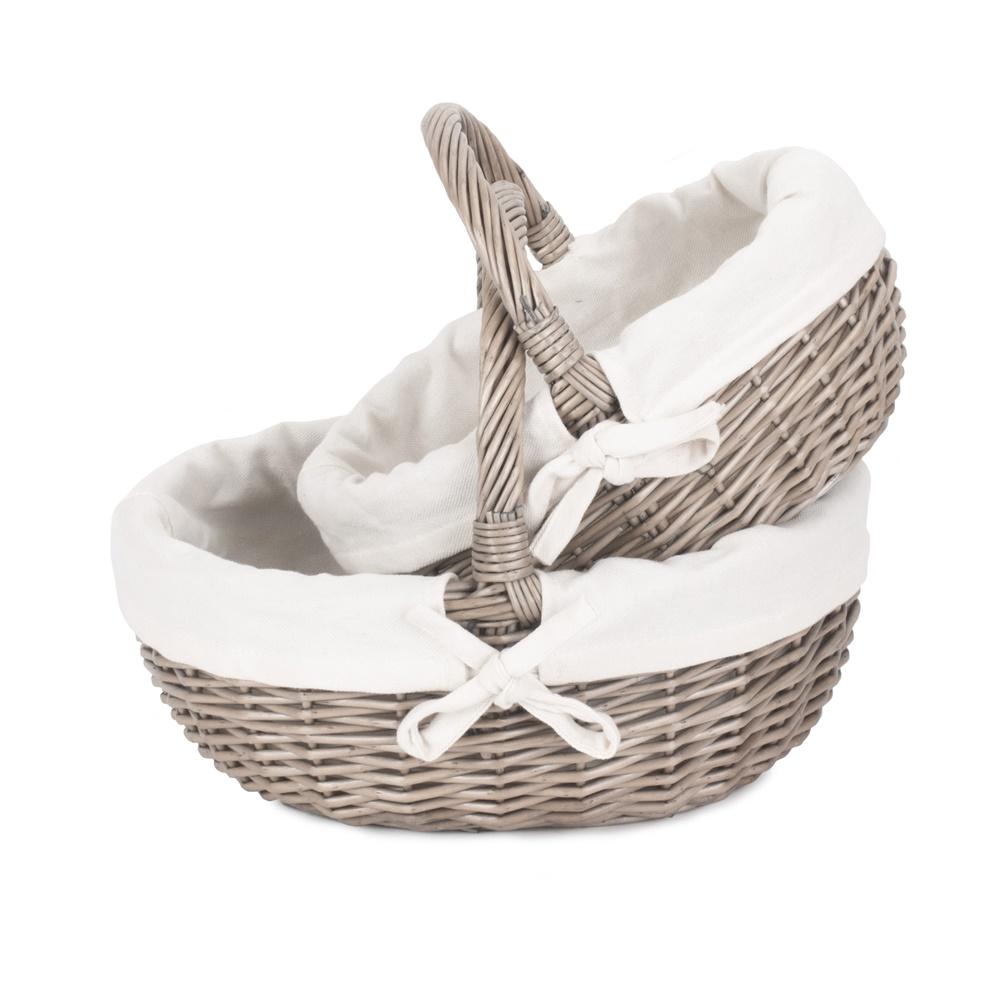 Lined Antique Wash Wicker Bathroom Shopping Basket-0