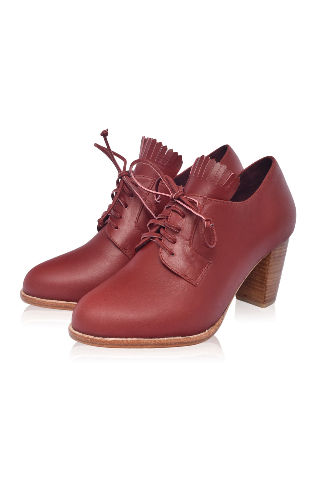 Lyon Lace-Up Leather Oxford Heels-2