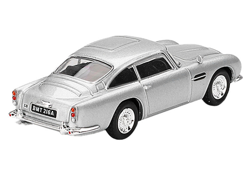 Aston Martin DB5 RHD (Right Hand Drive) Birch Silver Metallic 007 James Bond "Thunderball" (1965) Movie Limited Edition 1/64 Diecast Model Car by Mini GT-1