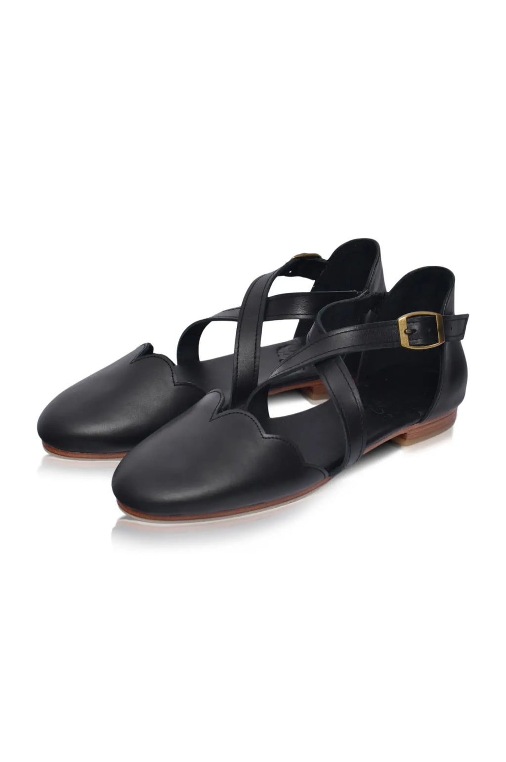 Mangrove Cross-Strap Leather Ballet Flats-8
