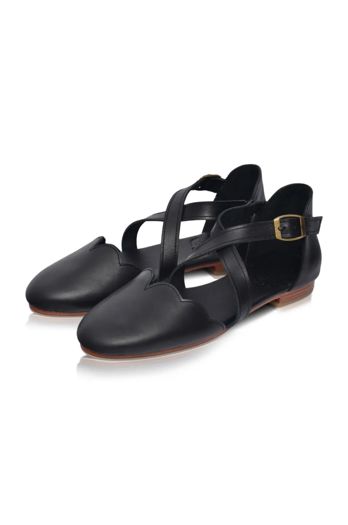Mangrove Cross-Strap Leather Ballet Flats-8