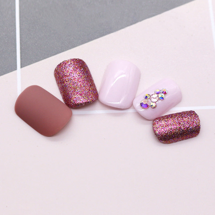 Matte metallic nude nails-1