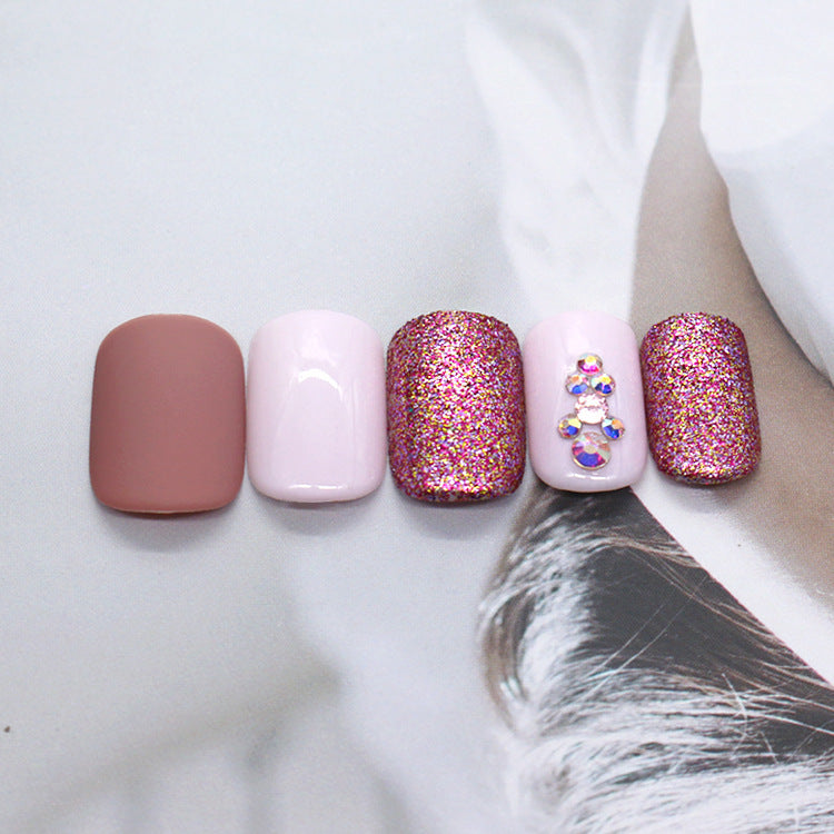 Matte metallic nude nails-2
