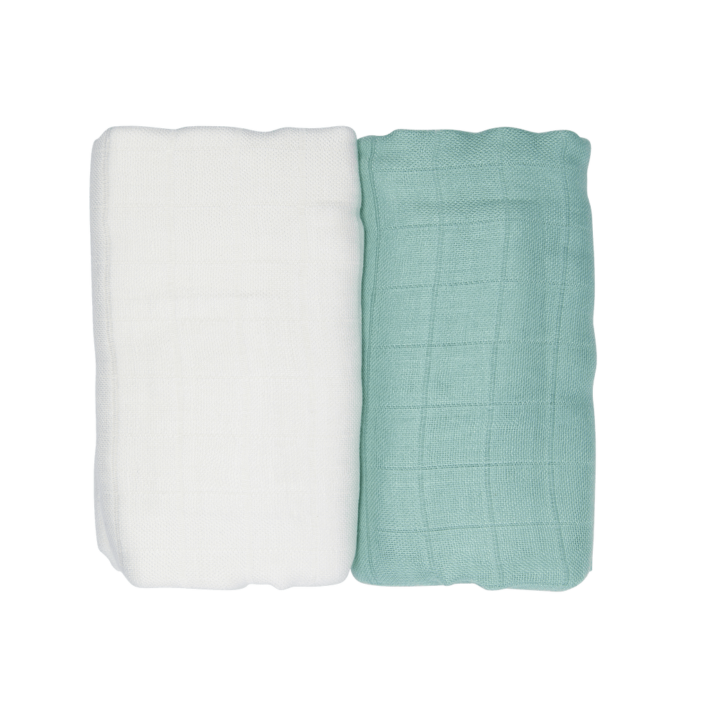 Muslin Blanket Green / White-1