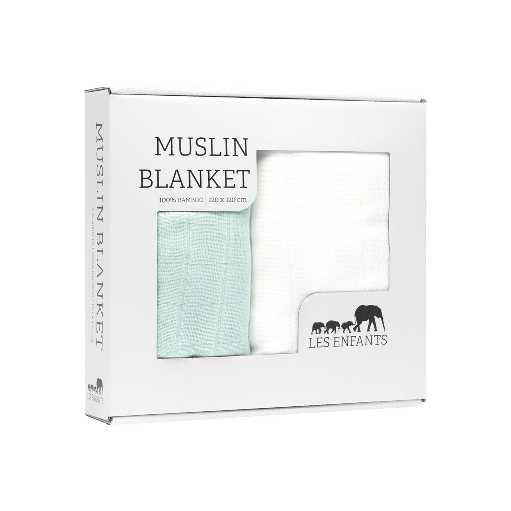 Muslin Blanket Green / White-0