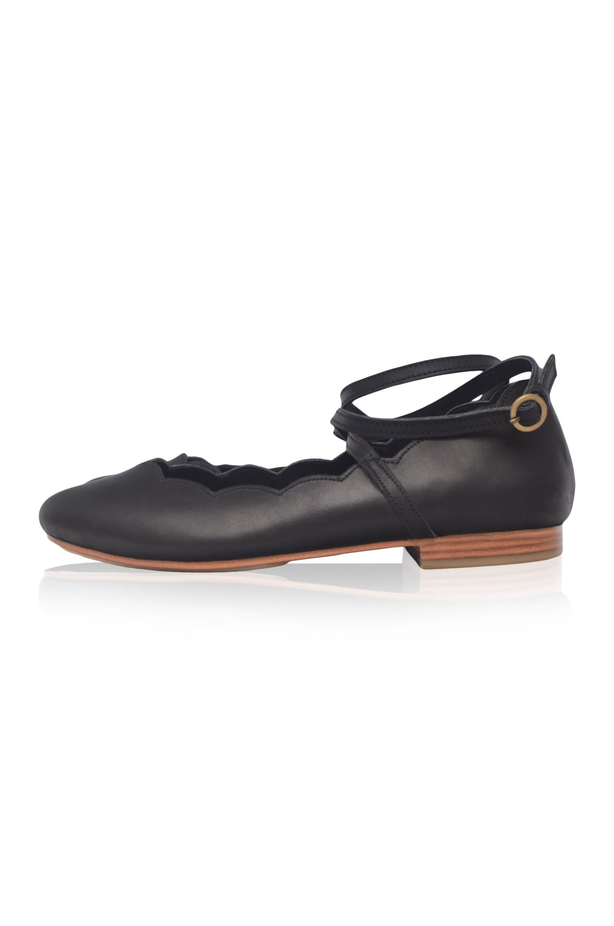 Myrelle Criss-Cross Leather Ballet Flats-5