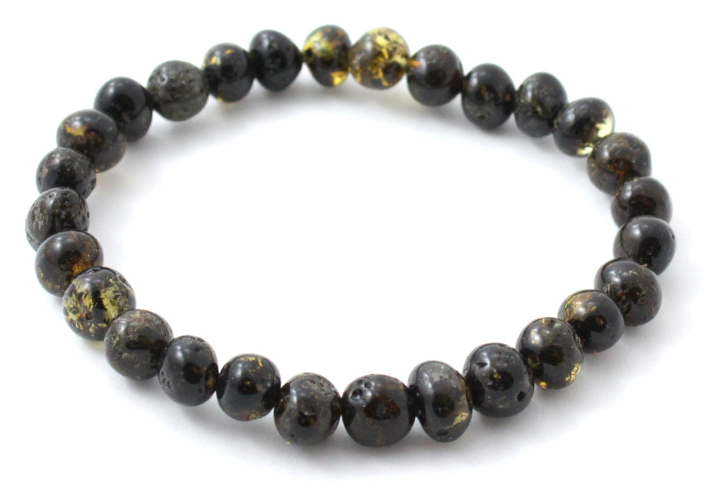 Amber Polished Green Stretch Bracelet for Men-0