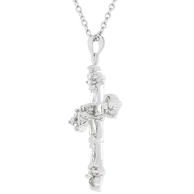 Brilliant Cubic Zirconia Cross Pendant-0