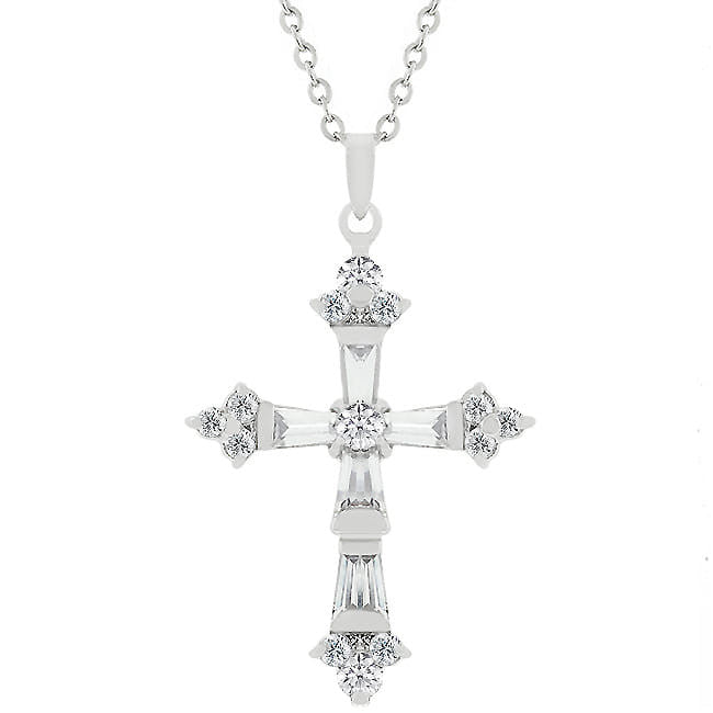 Brilliant Cubic Zirconia Cross Pendant-2