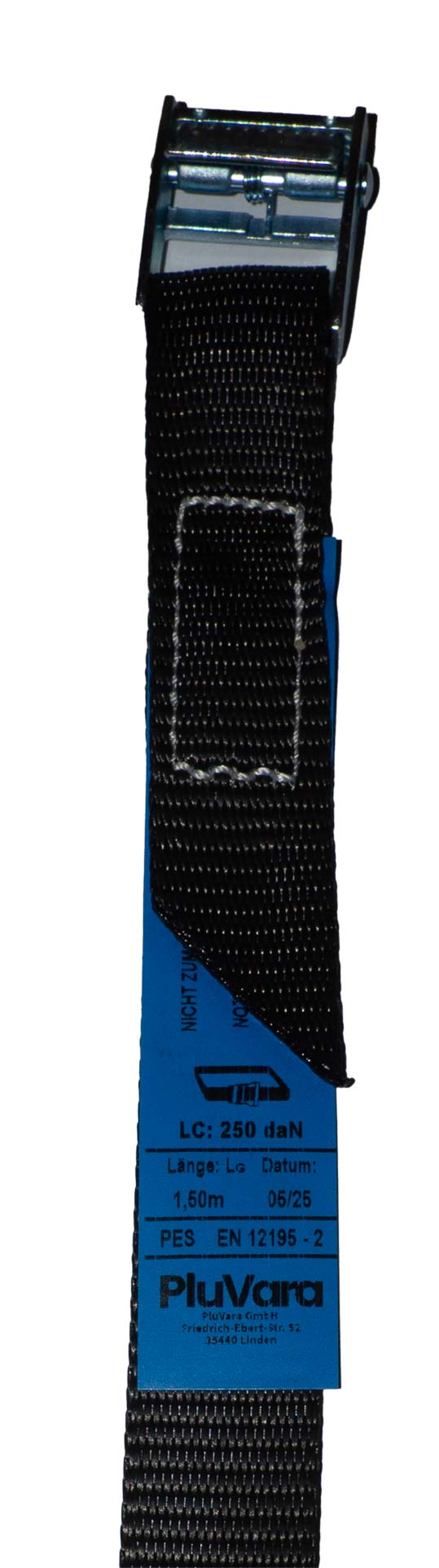 6er Pack schwarzer 25mm Zurrgurt mit Klemmschloss (je 1,5m, EN 12195-2)-2