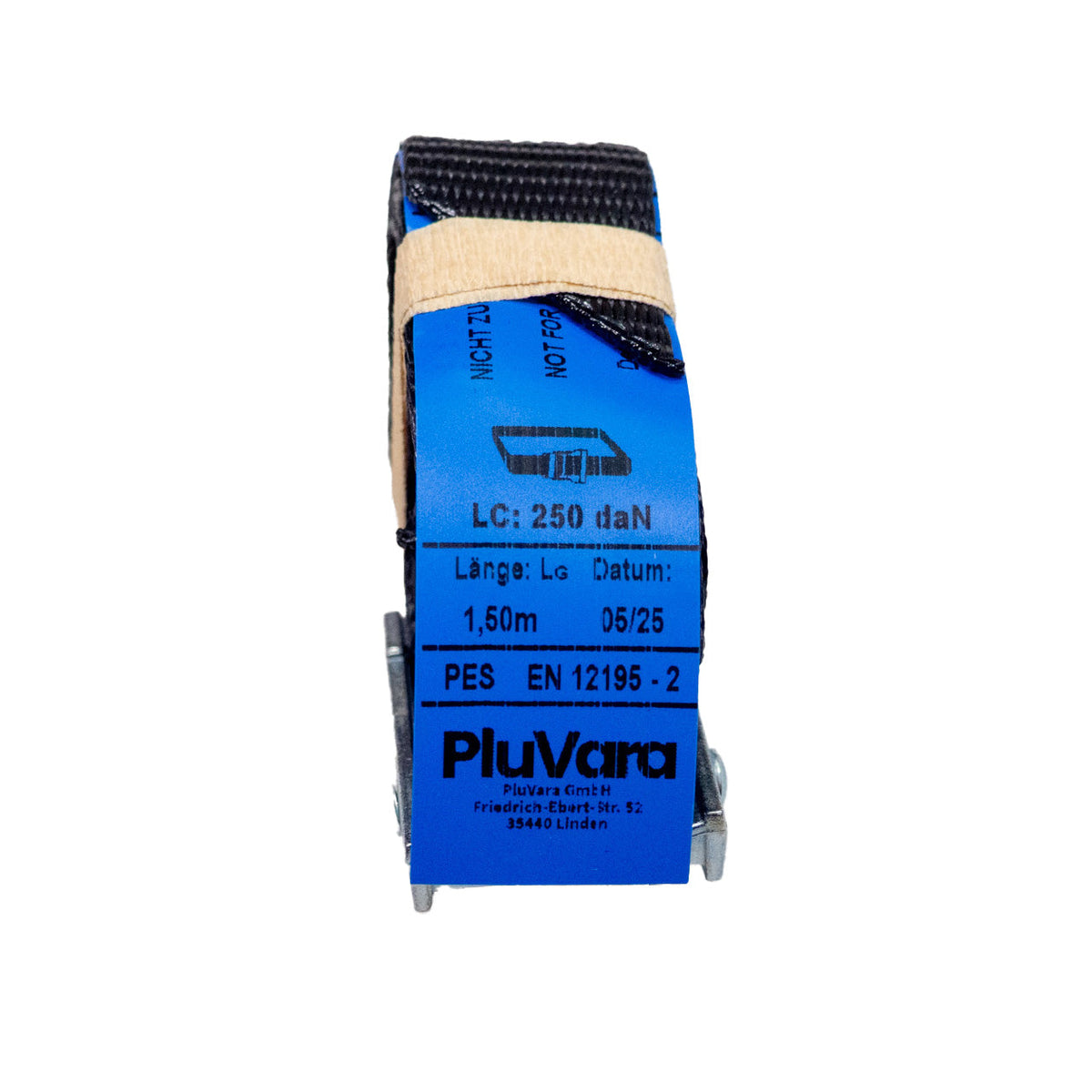 6er Pack schwarzer 25mm Zurrgurt mit Klemmschloss (je 1,5m, EN 12195-2)-1