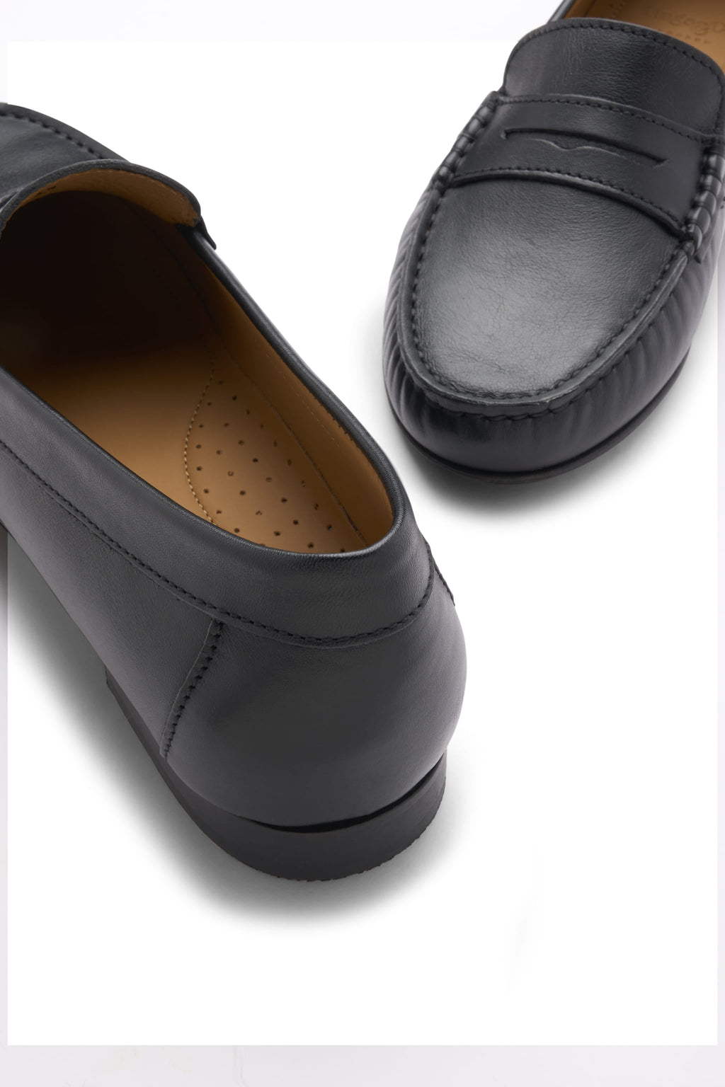 Women's Penny Loafers Leather Sole, black leather-3