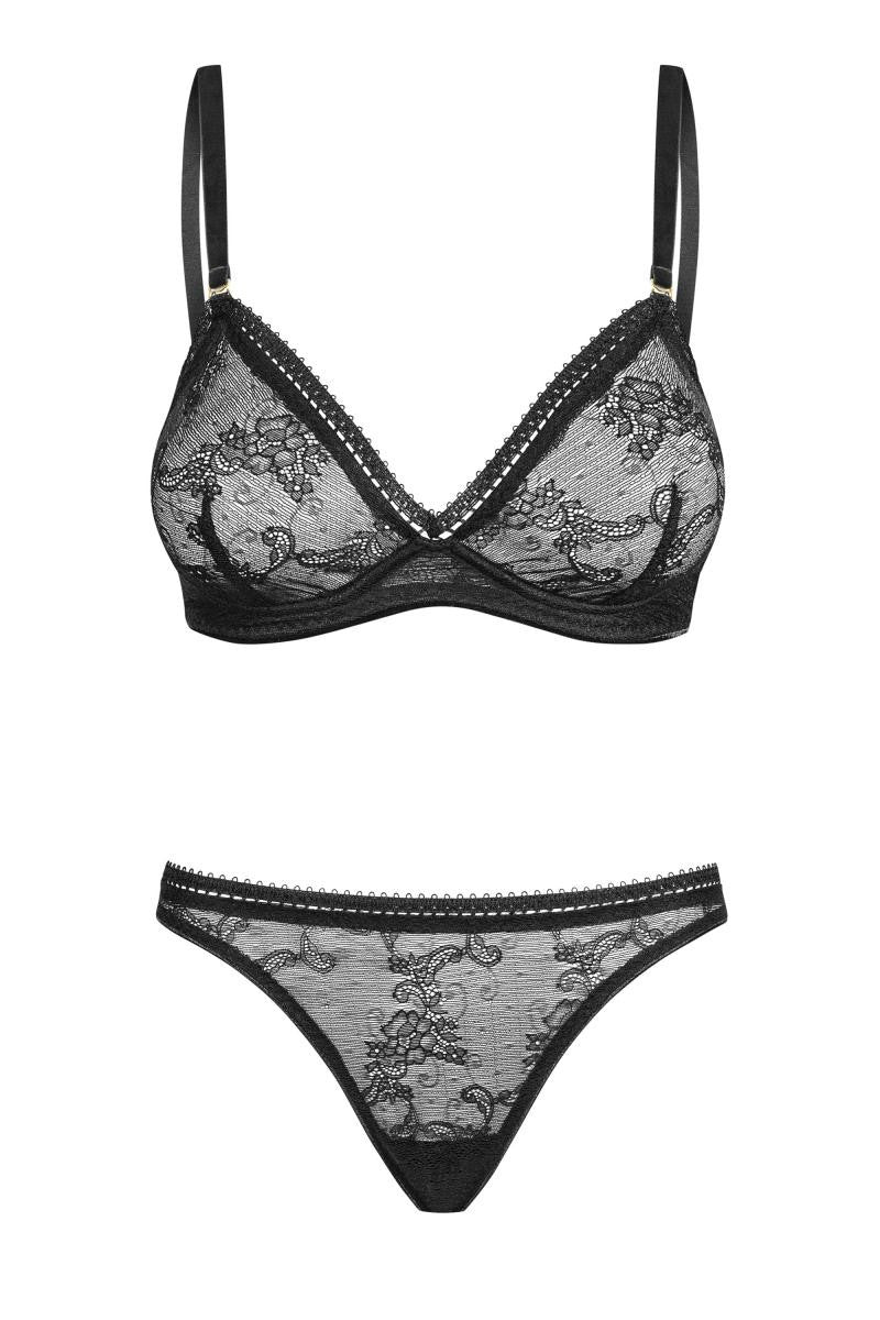 030418 Set aus Bügel-BH Spitze und String - XL (BH 75E/80D & Panty 42)