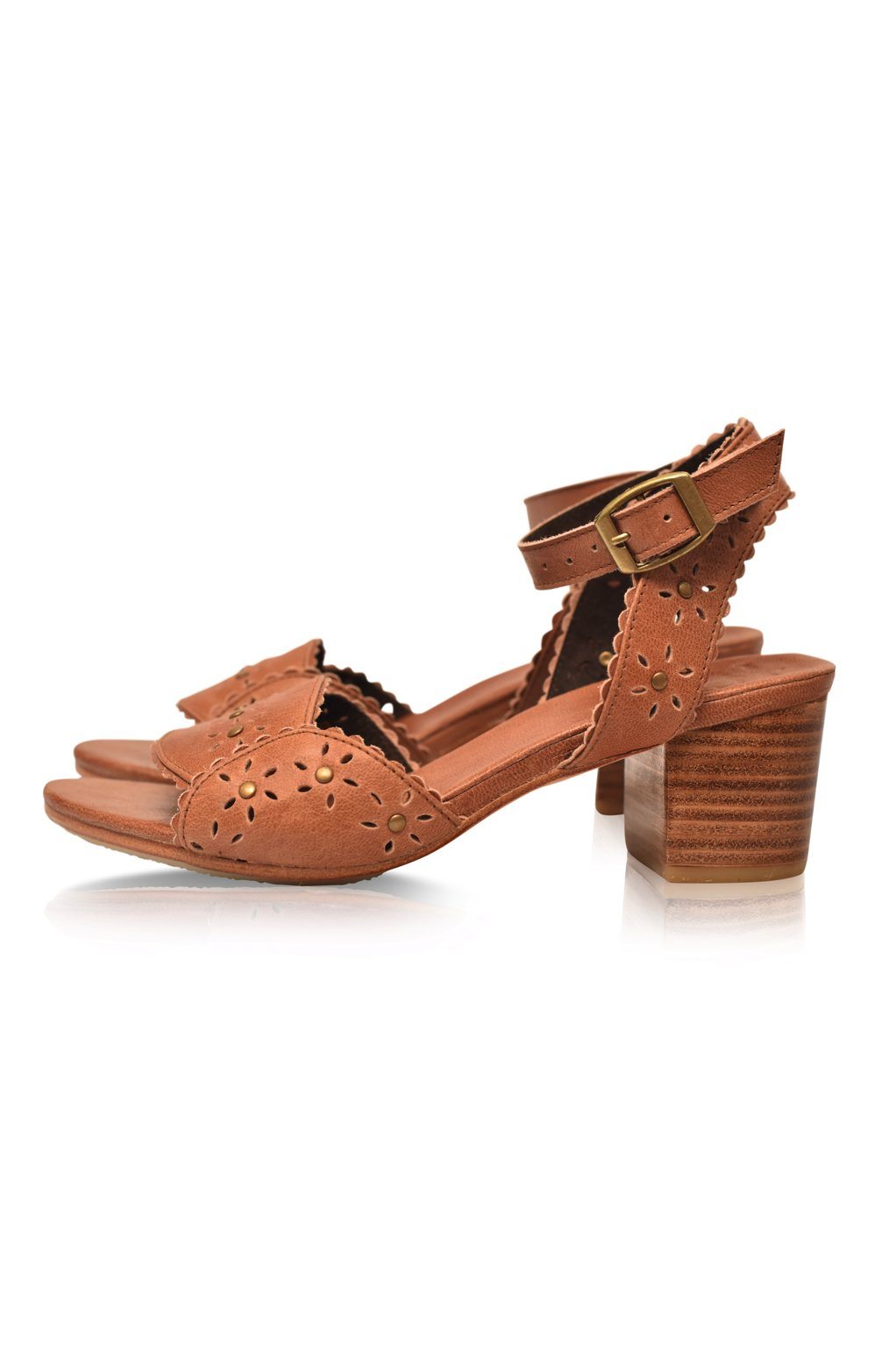 Paloma Scalloped Leather Heel Sandals-3