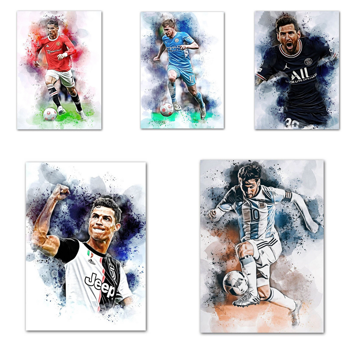 Poster Fußballspieler Lionell Messi & Christiano Ronaldo Tor Jubel als Deko Print ohne Rahmen-0