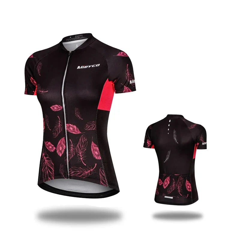 Women Cycling Jersey Summer MTB Bike Shirt Lightweight Breathable Reflective Cycling Top