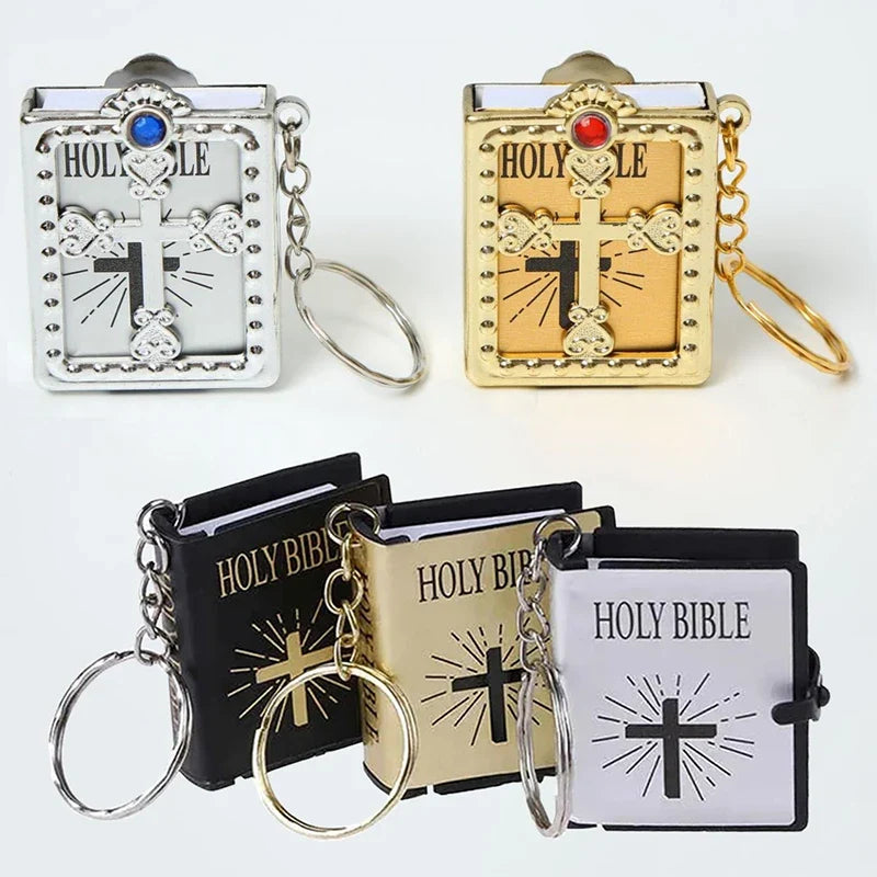 Fashion Holy Bible Keychain Mini Christian English Book Key Ring For Gift-1