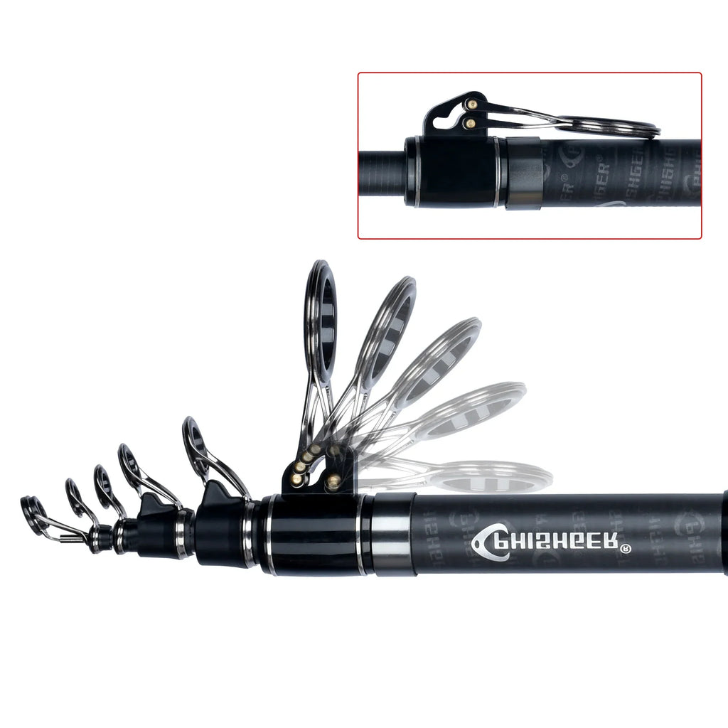 5.3m Telescopic Surf Spinning Rod 30T Carbon Fiber Black-1