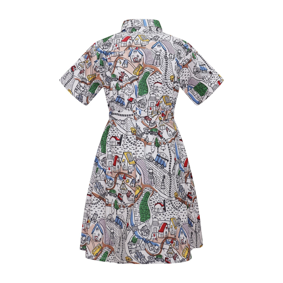 Village Print Girls Summer Dress-1