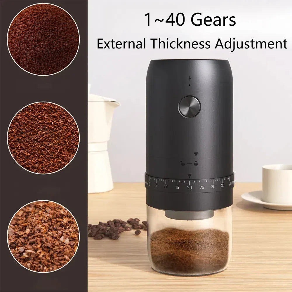 1800mAh Electric Coffee Grinder 40 Level Adjustable Burr Grinder Black-2