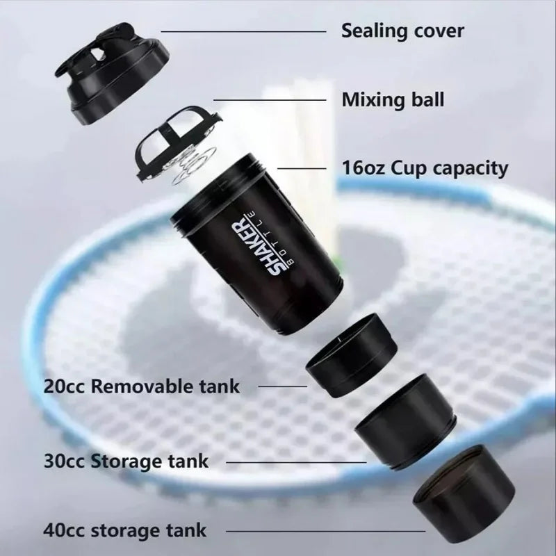 3-Layer Protein Shaker Bottle Black-1