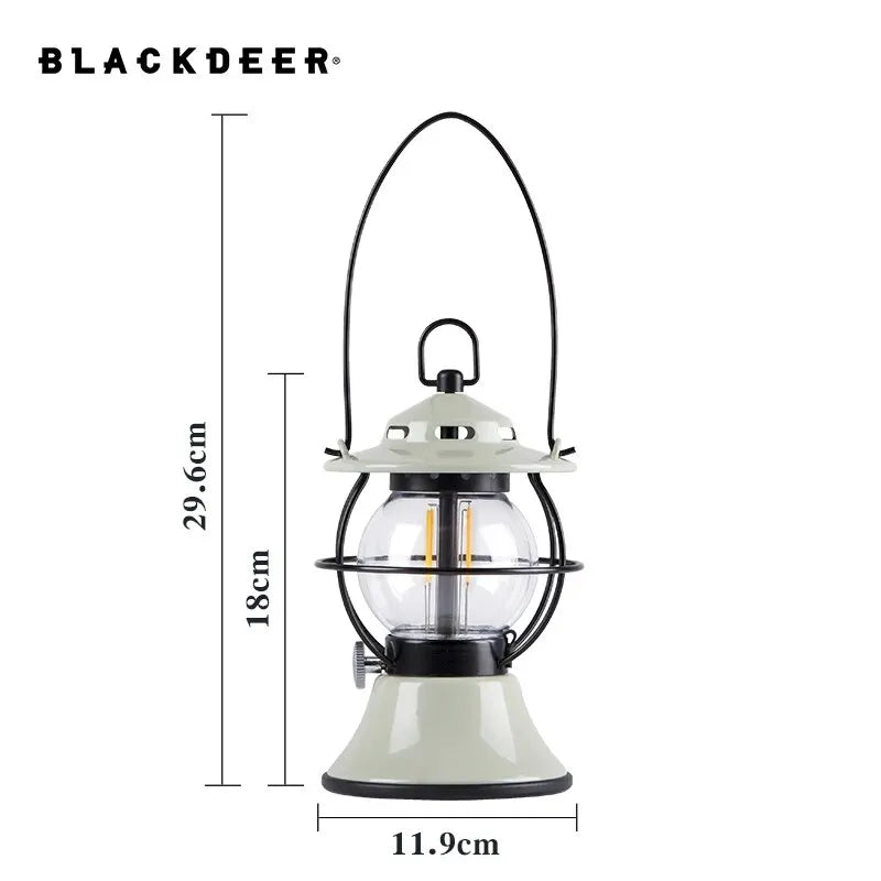 LED Retro Outdoor Camping Lantern Rechargeable Tent Light Adjust Light Modes 200h Runtime 5200mAh Power-3
