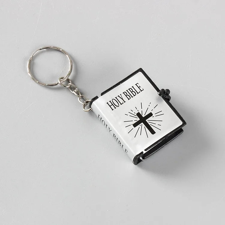Fashion Holy Bible Keychain Mini Christian English Book Key Ring For Gift-12