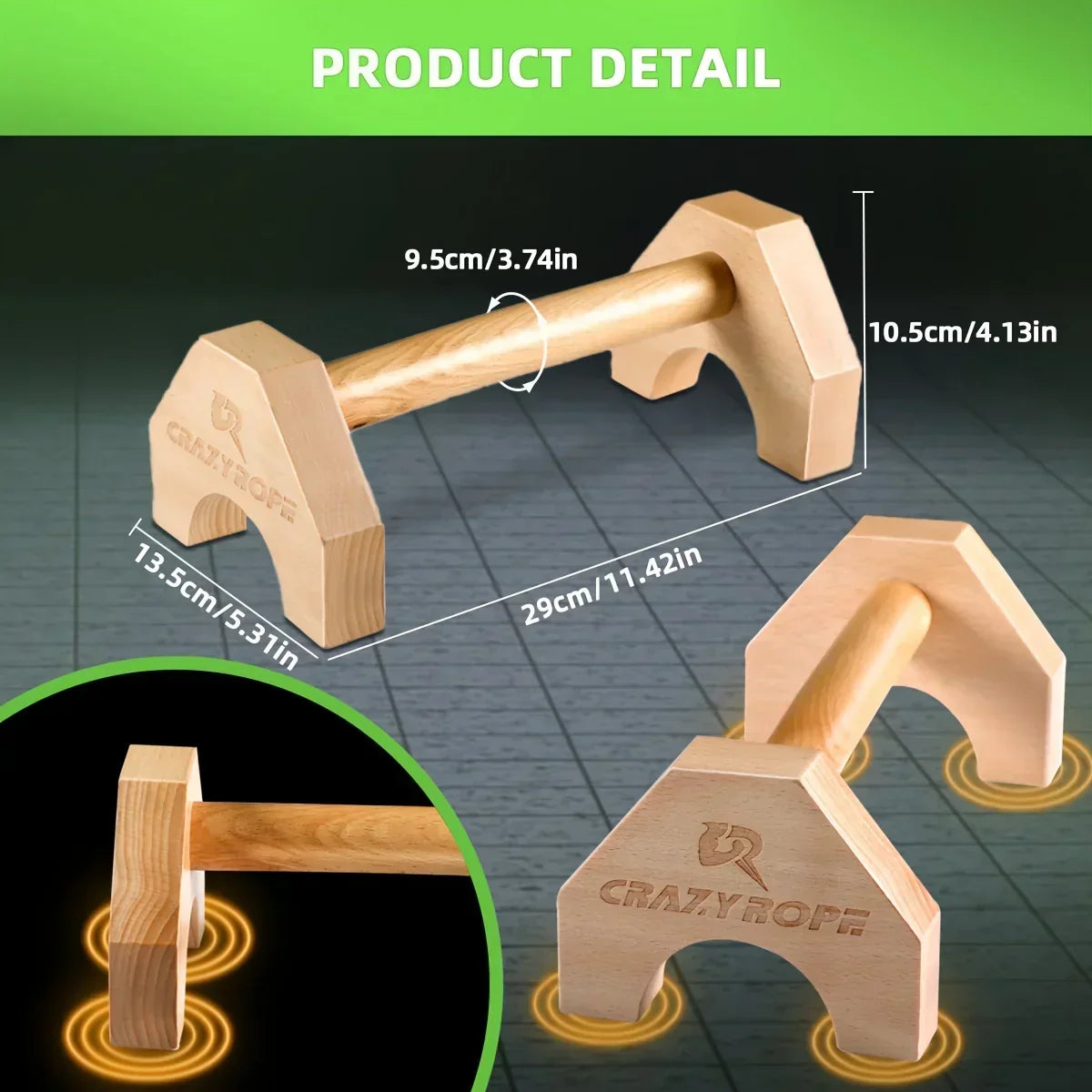Wooden Push-up Bar Stands - Gym Fitness Training-1
