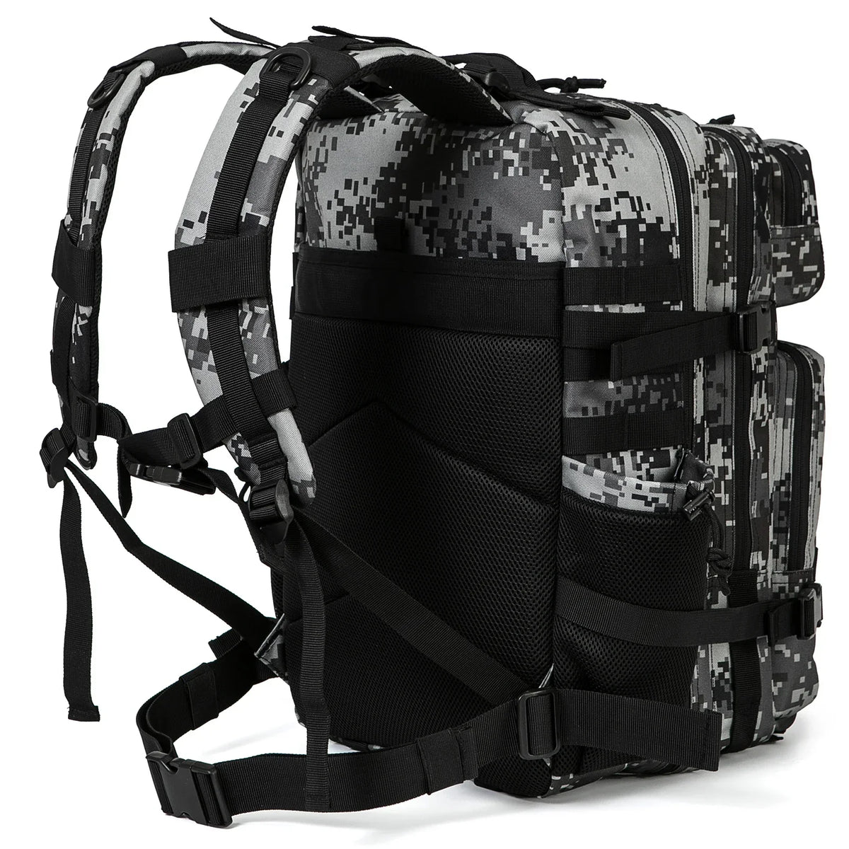45L Tactical Backpack Waterproof Rucksack Black Camo-2