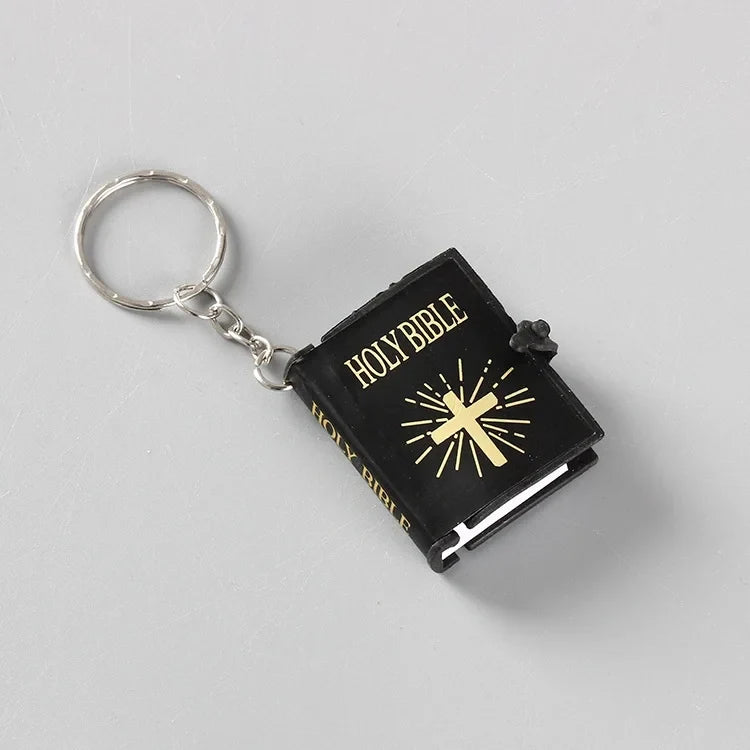 Fashion Holy Bible Keychain Mini Christian English Book Key Ring For Gift-14