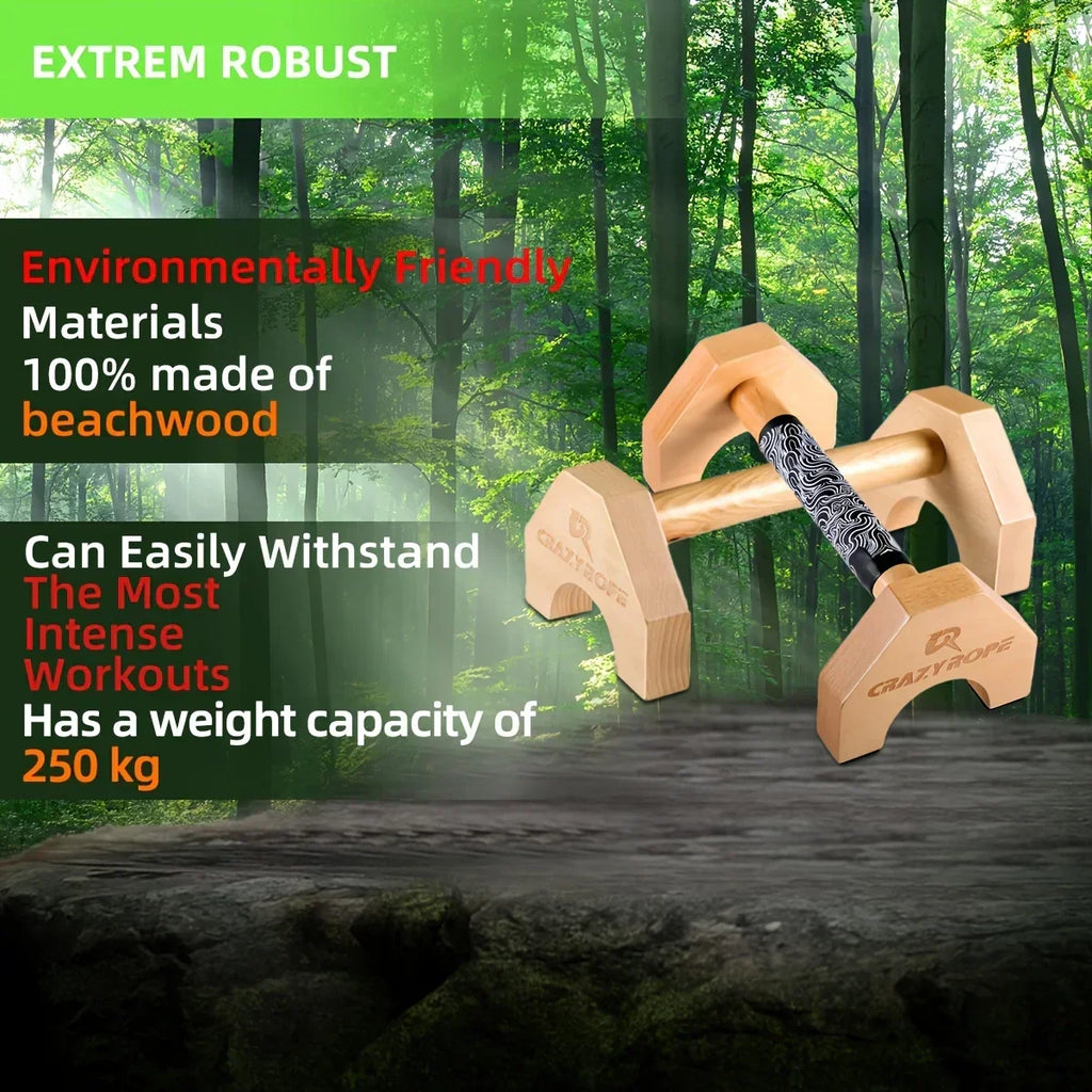 Wooden Push-up Bar Stands - Gym Fitness Training-3