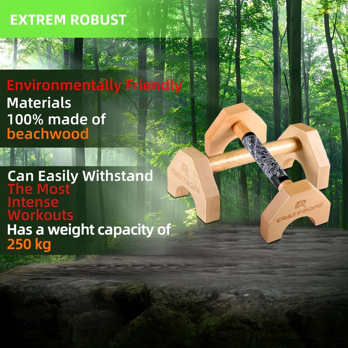 Wooden Push-up Bar Stands - Gym Fitness Training-3